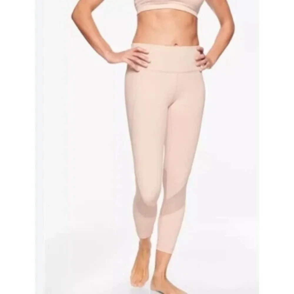 Athleta Womens‎ M Leggings Eclipse 7/8 Tight Mesh Accent High Rise 281583 Pink